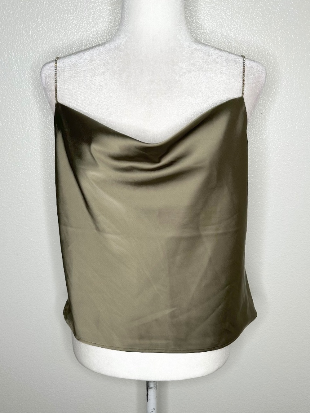House of Harlow 1960 Olive Satin Cowl Neck Camisole